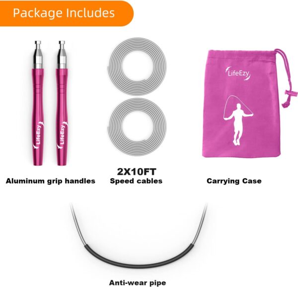 Cuerda de saltar para entrenamiento LifeEzy, color fucsia - Imagen 2