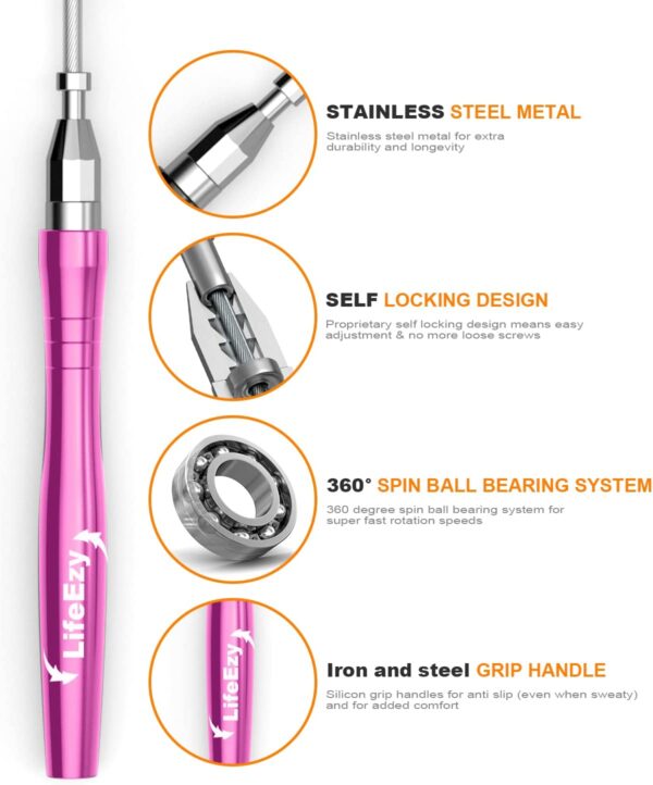 Cuerda de saltar para entrenamiento LifeEzy, color fucsia - Imagen 3