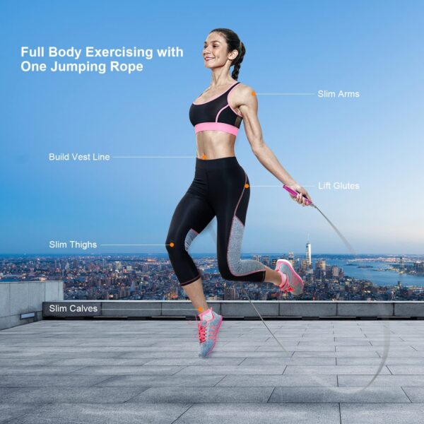Cuerda de saltar para entrenamiento LifeEzy, color fucsia - Imagen 5