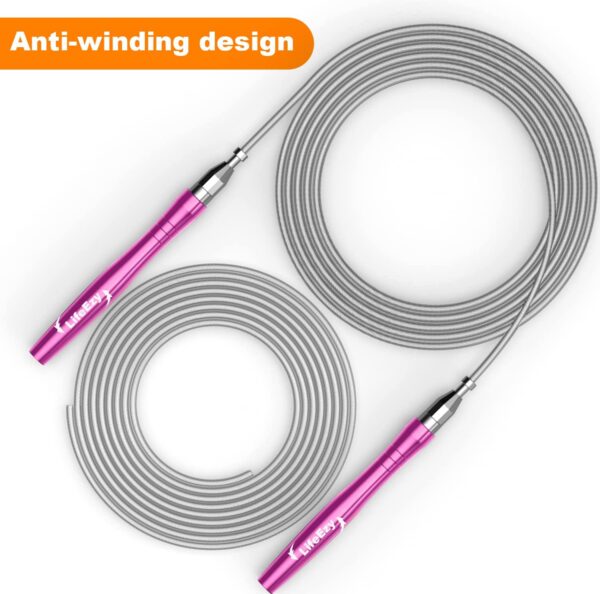 Cuerda de saltar para entrenamiento LifeEzy, color fucsia - Imagen 6